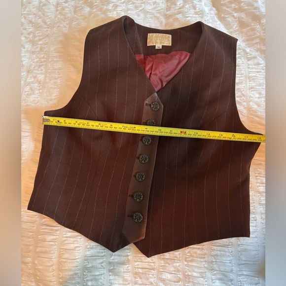 Vintage Alberto Makali Brown Pinstripe Vest and Skirt Set - Picture 6 of 13